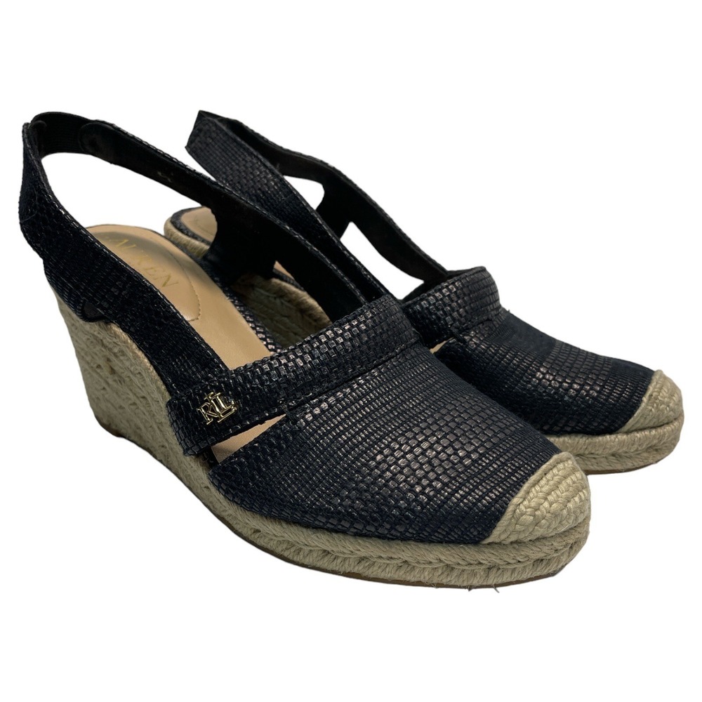 Lauren Ralph Lauren Womens 7B Navy Blue Penelope Wedges - Picture 1 of 8